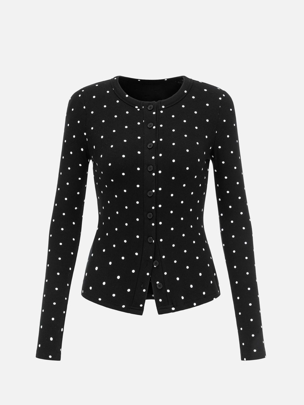 Polka Dot Button-Down Knit Cardigan